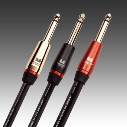 Monster Prolink Acoustic Instrument Cable: Right Angle to Straight, 12 ft, Angled to Straight 1/4 Plugs