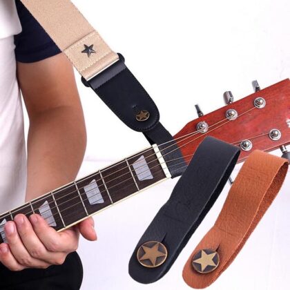 Leather Guitar Neck Strap Holder Button Headstock Adaptor Adjustable Guitar Strap Belt for Acoustic Electric Classic Guitar Bass