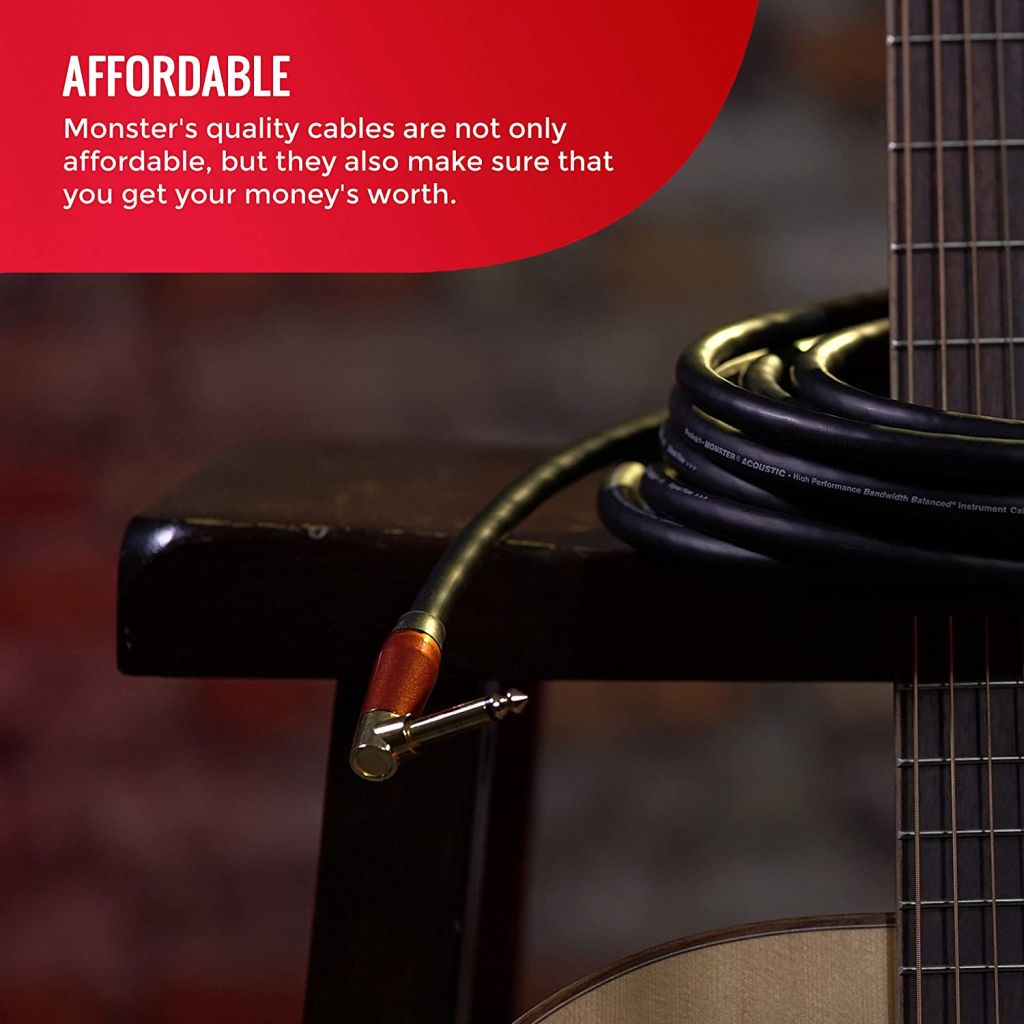 Monster Prolink Acoustic Instrument Cable: Right Angle to Straight, 12 ft, Angled to Straight 1/4 Plugs - Image 3