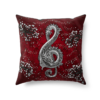 Silver Music Dragon Pillow, Treble Clef, Red, Fancy Fantasy Art Home Decor, Throw Pillow Case - Image 2