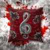 Silver Music Dragon Pillow, Treble Clef, Red, Fancy Fantasy Art Home Decor, Throw Pillow Case