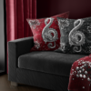 Silver Music Dragon Pillow, Treble Clef, Red, Fancy Fantasy Art Home Decor, Throw Pillow Case - Image 3
