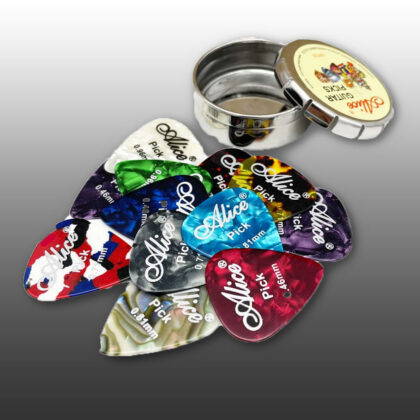 Guitar Picks 12 Pack with Tin Box includes Thin, Medium, Heavy & Extra Heavy Picks