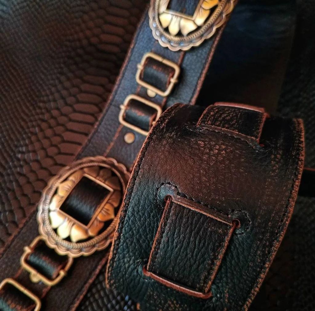 Handmade Leather Guitar Strap with Conchos - (Custom Order) - Image 5