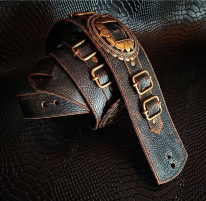 Handmade Leather Guitar Strap with Conchos - (Custom Order)