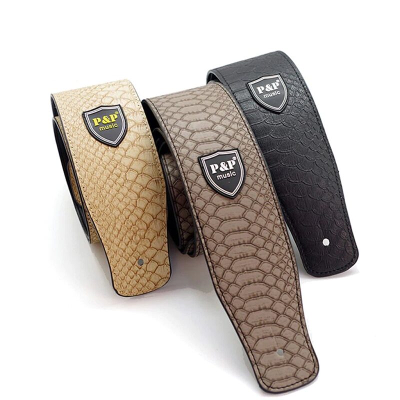 P&P 2.5 Inch Guitar Strap Genuine Leather Adjustable Soft Embroidered Belt - Image 3