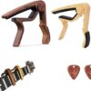 Guitar Capo, 2 Pack Wood Grain Metal Capo for Acoustic Electric Bass Ukulele Guitar Banjo with 2pcs Guitar Picks - Image 6