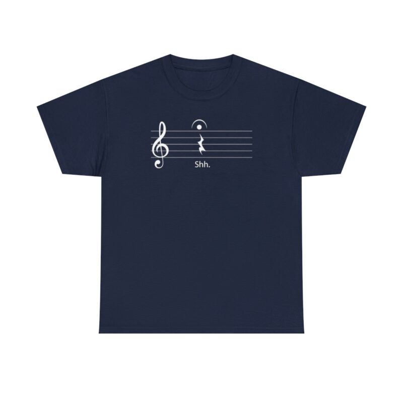 Shhh! Unisex Heavy Cotton Tee - (Black Design on Color) - Image 45