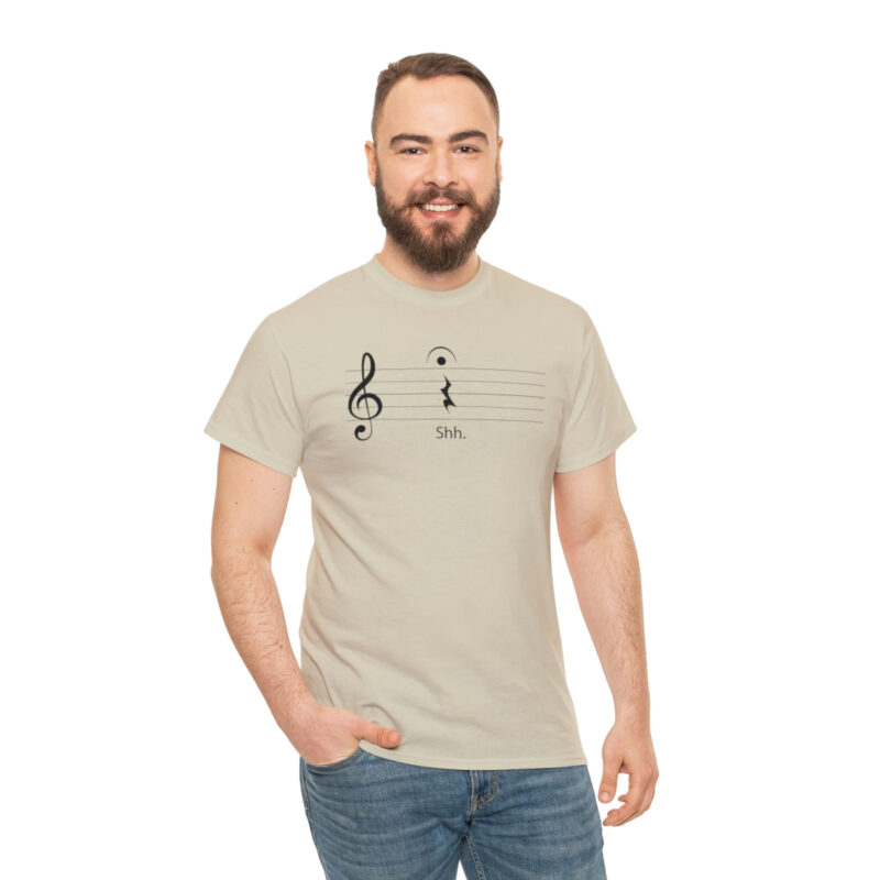 Shhh! Unisex Heavy Cotton Tee - (White Design on Color) - Image 5