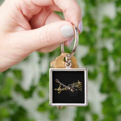 Black Guitar On Music Score Keychain - Image 3
