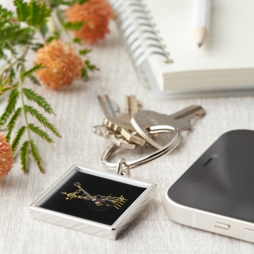 Black Guitar On Music Score Keychain - Image 5