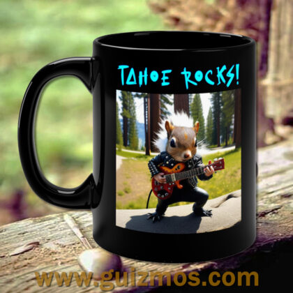 Tahoe Rocks! Squirrel - 11oz Black Mug
