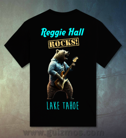 Reggie Hall ROCKS! Lake Tahoe - Unisex Heavey Cotton Tee - Black-CYRG