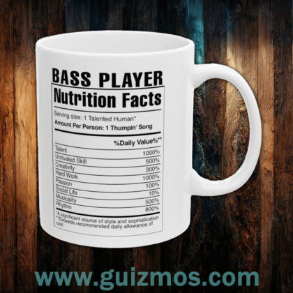 Bass Player Nutrition Mug - 11oz - White
