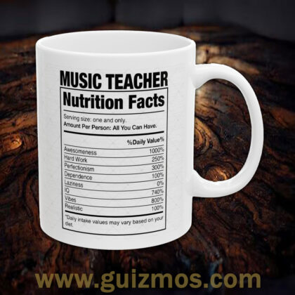 Music Teacher Nutrition Mug - 11oz - White