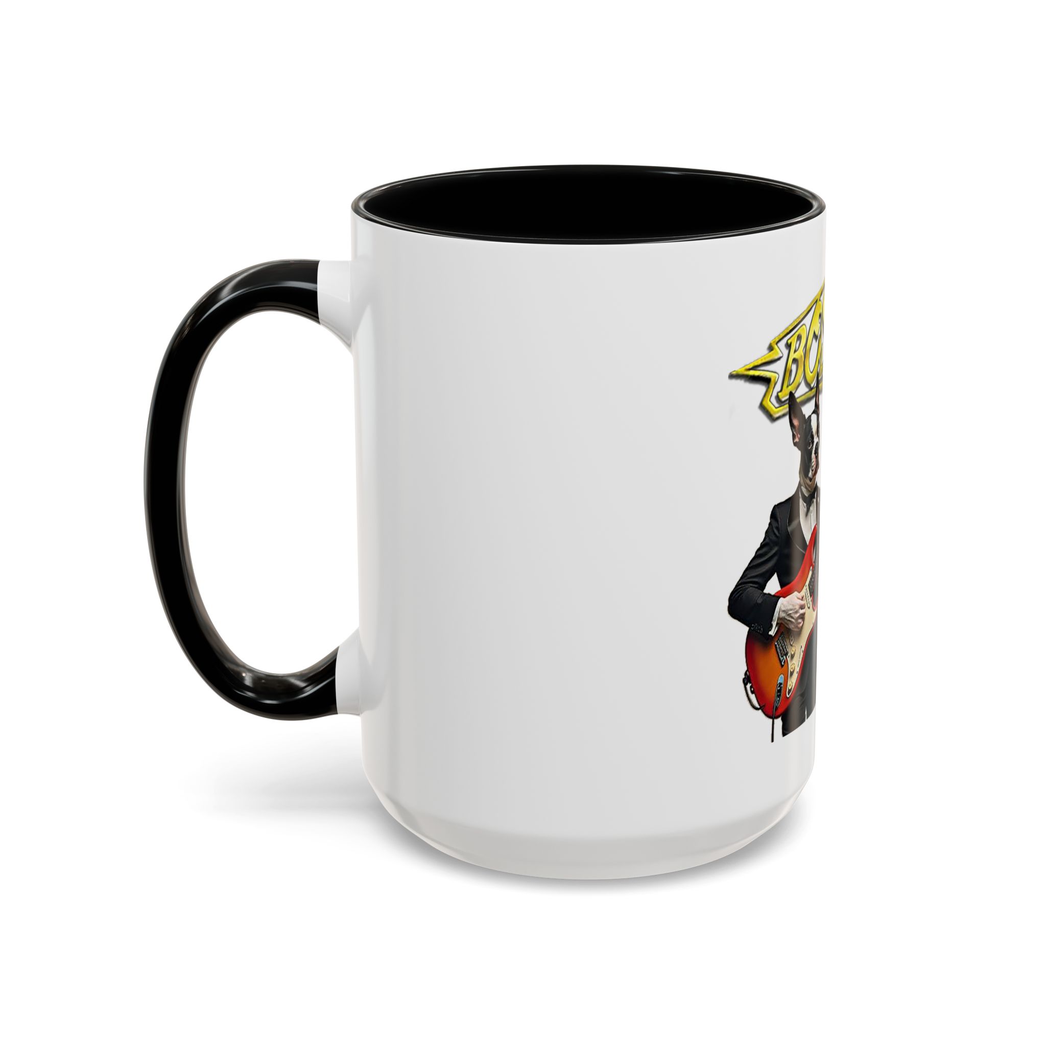 Boston Band Dogs Accent Coffee Mug – Guitarist Boston Terrier Rock Music Gift - (White) - Image 18
