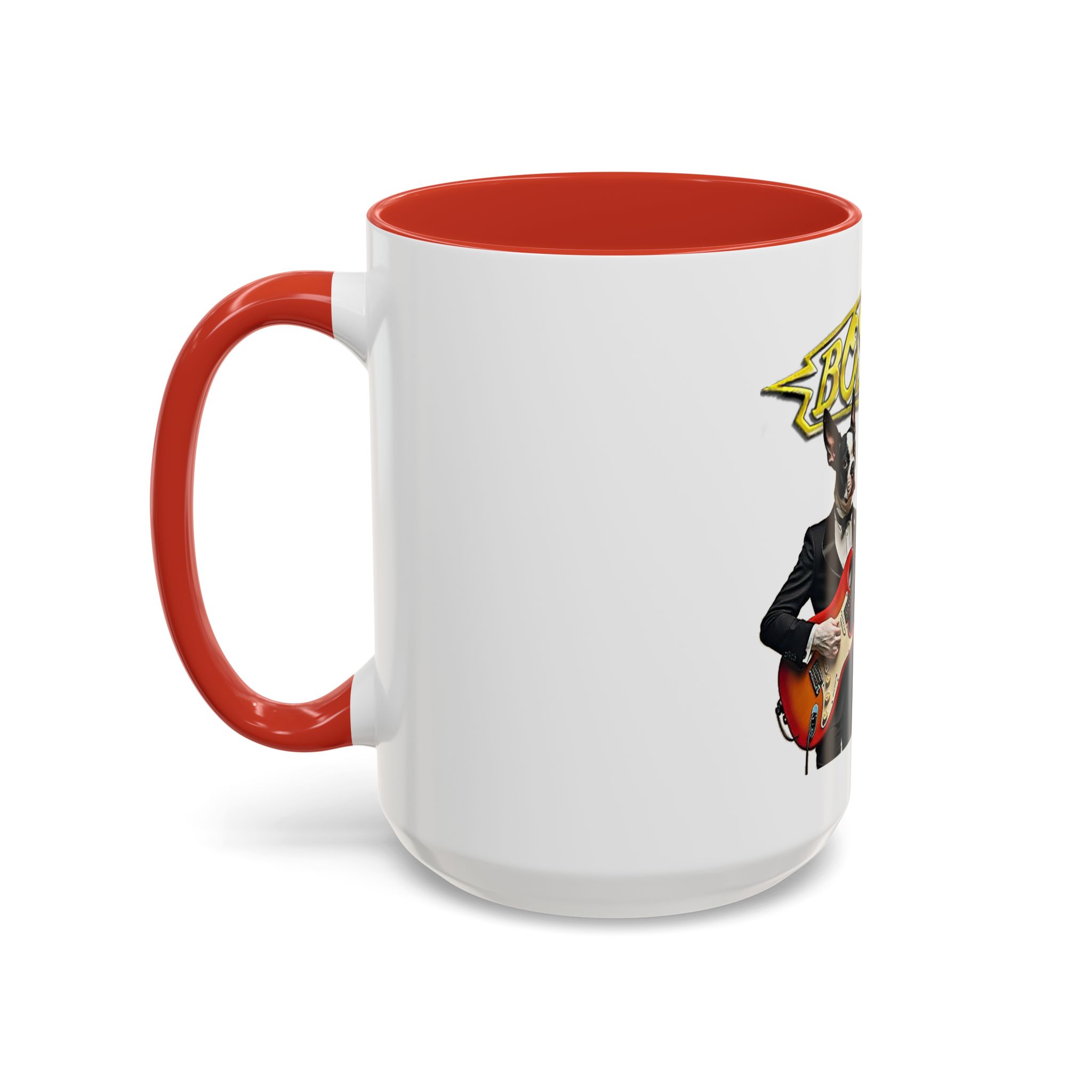 Boston Band Dogs Accent Coffee Mug – Guitarist Boston Terrier Rock Music Gift - (White) - Image 27