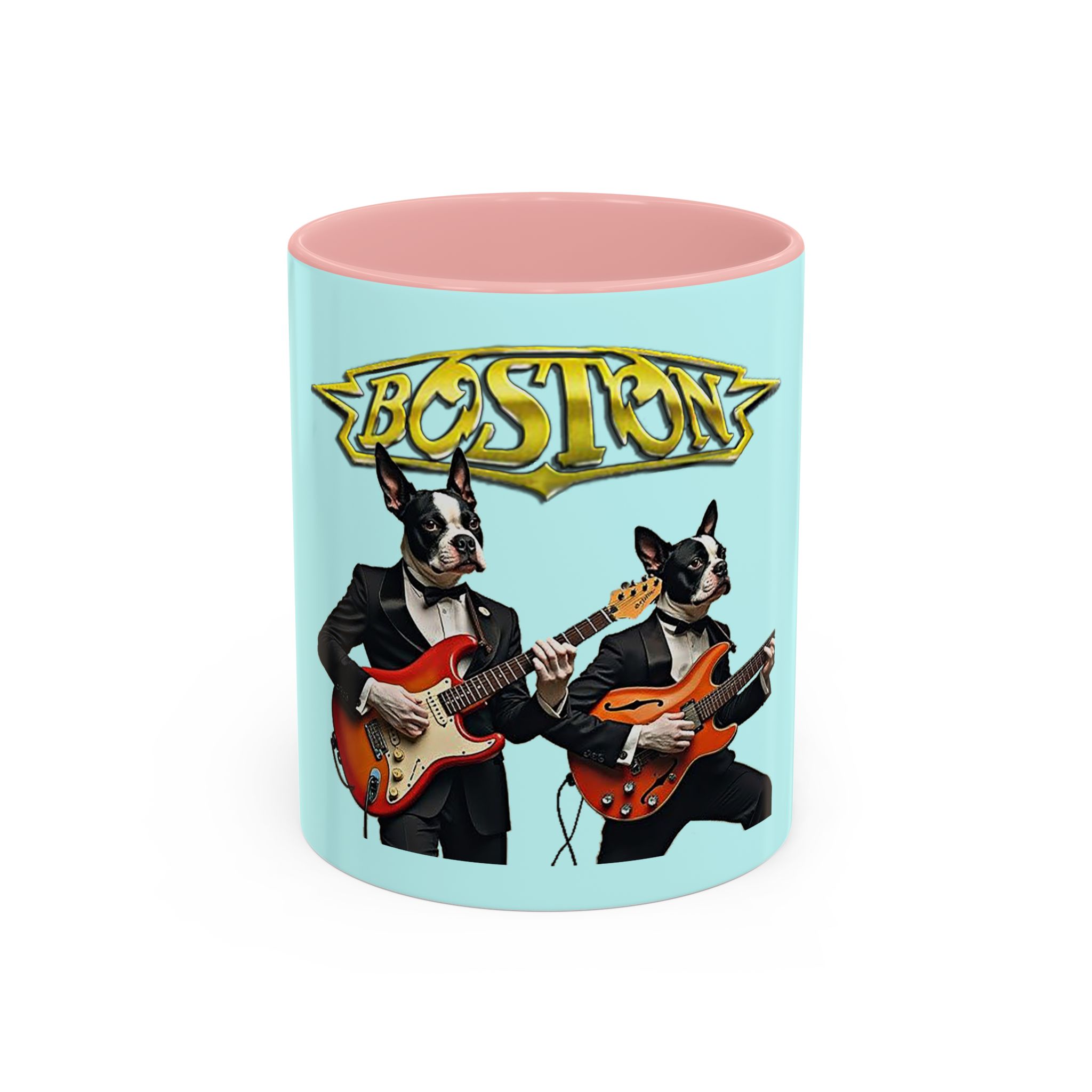 Boston Band Dogs Accent Mug – Boston Terrier Rock Music Gift for Music Lovers - (Light Blue) - Image 7