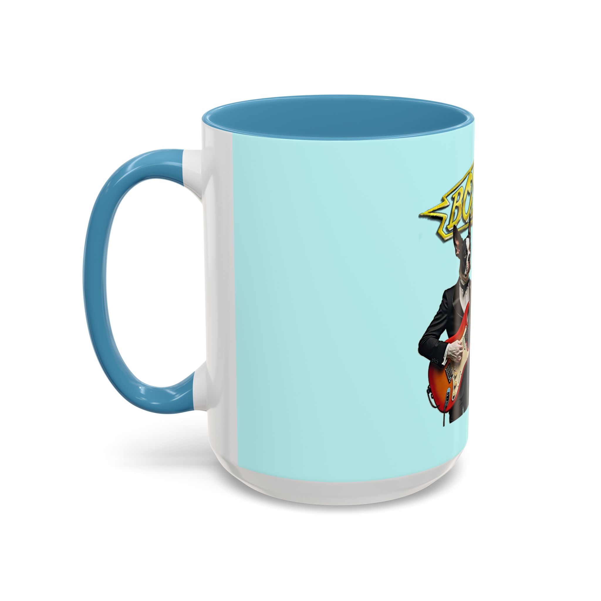 Boston Band Dogs Accent Mug – Boston Terrier Rock Music Gift for Music Lovers - (Light Blue) - Image 12