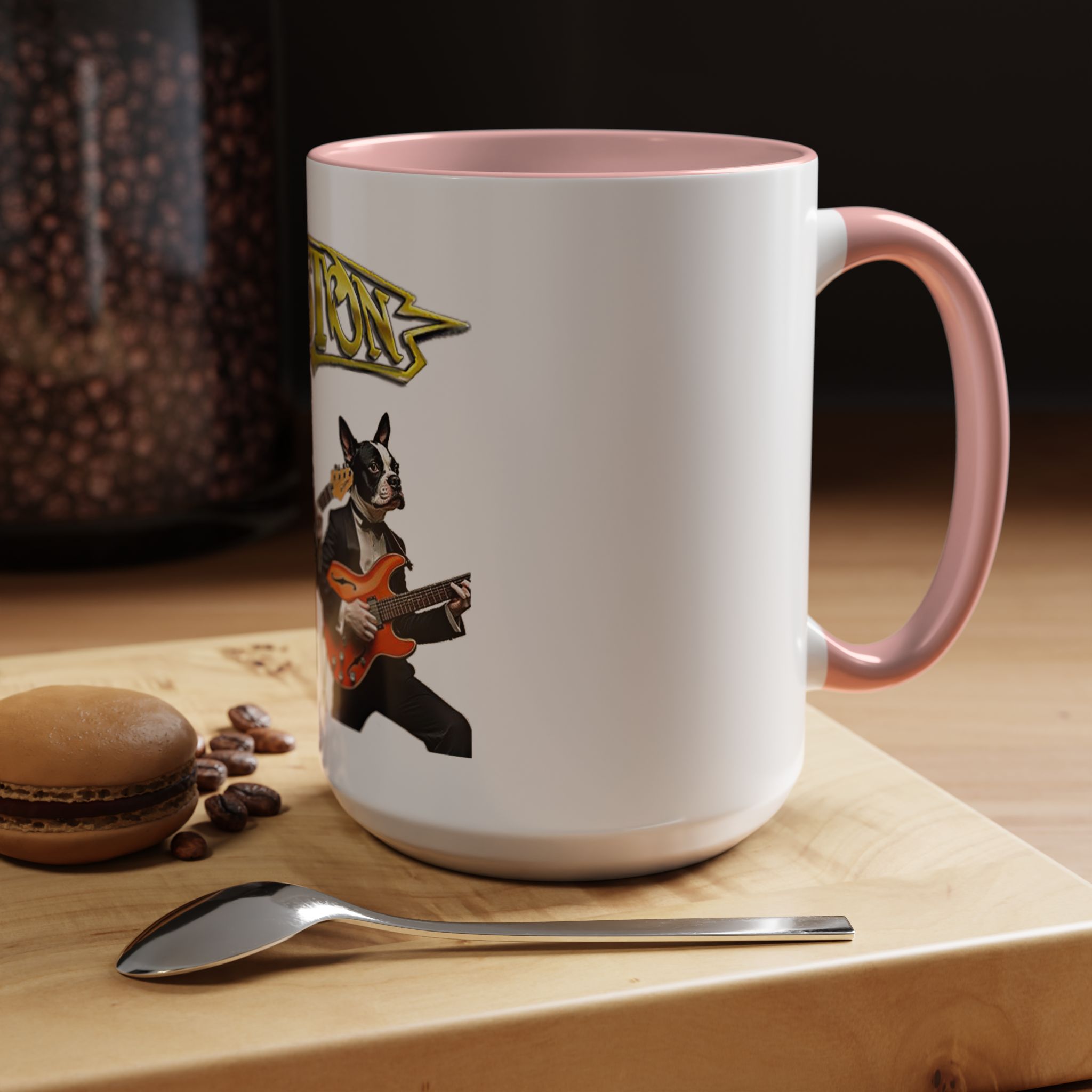 Boston Band Dogs Accent Coffee Mug – Guitarist Boston Terrier Rock Music Gift - (White) - Image 23