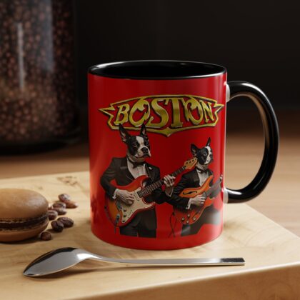 Boston Rock Dogs Mug —  Coffee Cup for Music Lovers (11oz) - Red/Accent