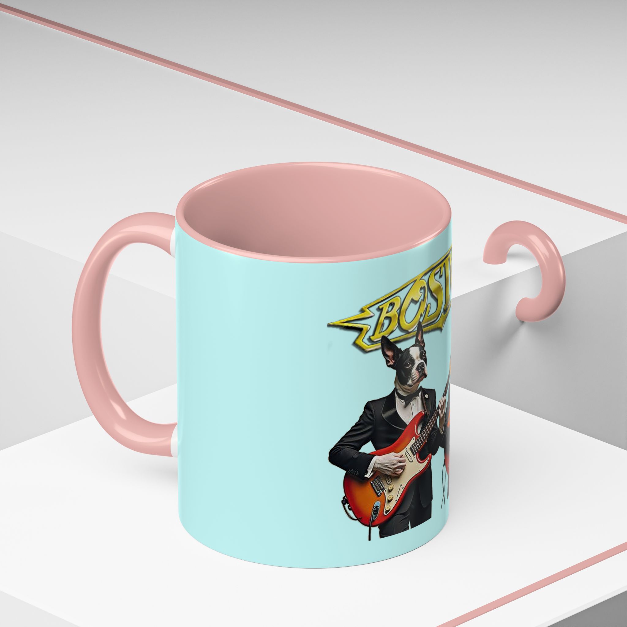 Boston Band Dogs Accent Mug – Boston Terrier Rock Music Gift for Music Lovers - (Light Blue) - Image 8