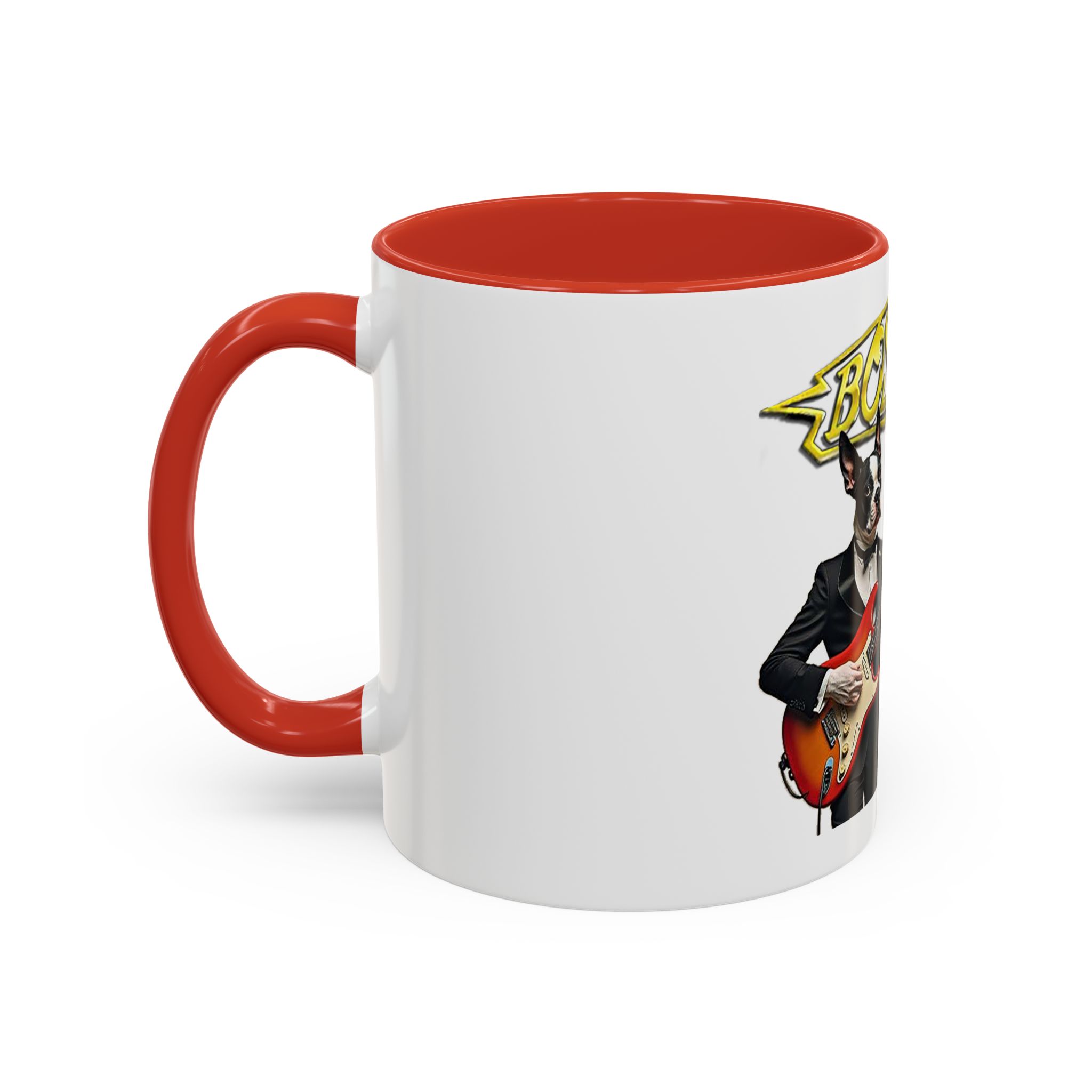Boston Band Dogs Accent Coffee Mug – Guitarist Boston Terrier Rock Music Gift - (White) - Image 13