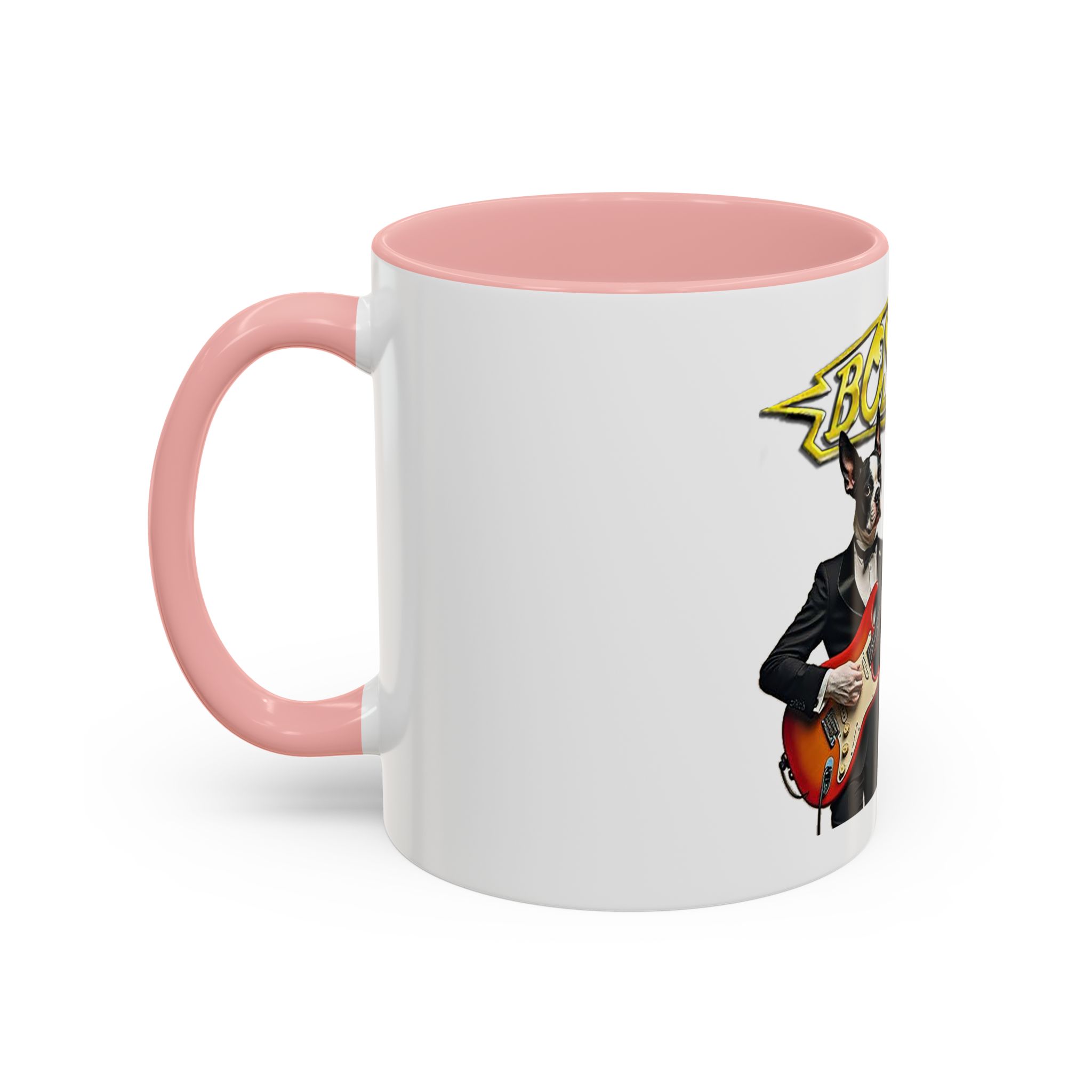 Boston Band Dogs Accent Coffee Mug – Guitarist Boston Terrier Rock Music Gift - (White) - Image 8