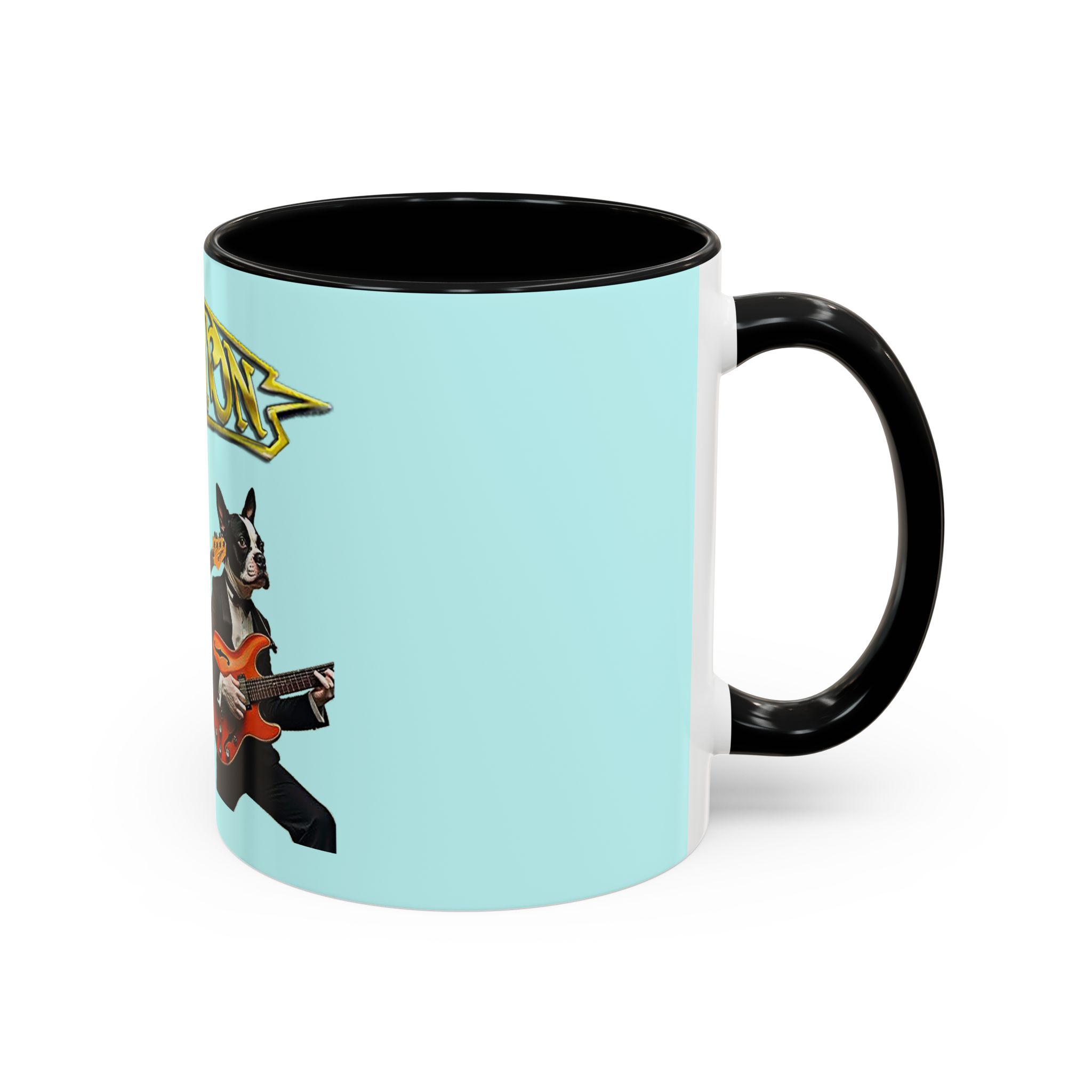 Boston Band Dogs Accent Mug – Boston Terrier Rock Music Gift for Music Lovers - (Light Blue) - Image 5