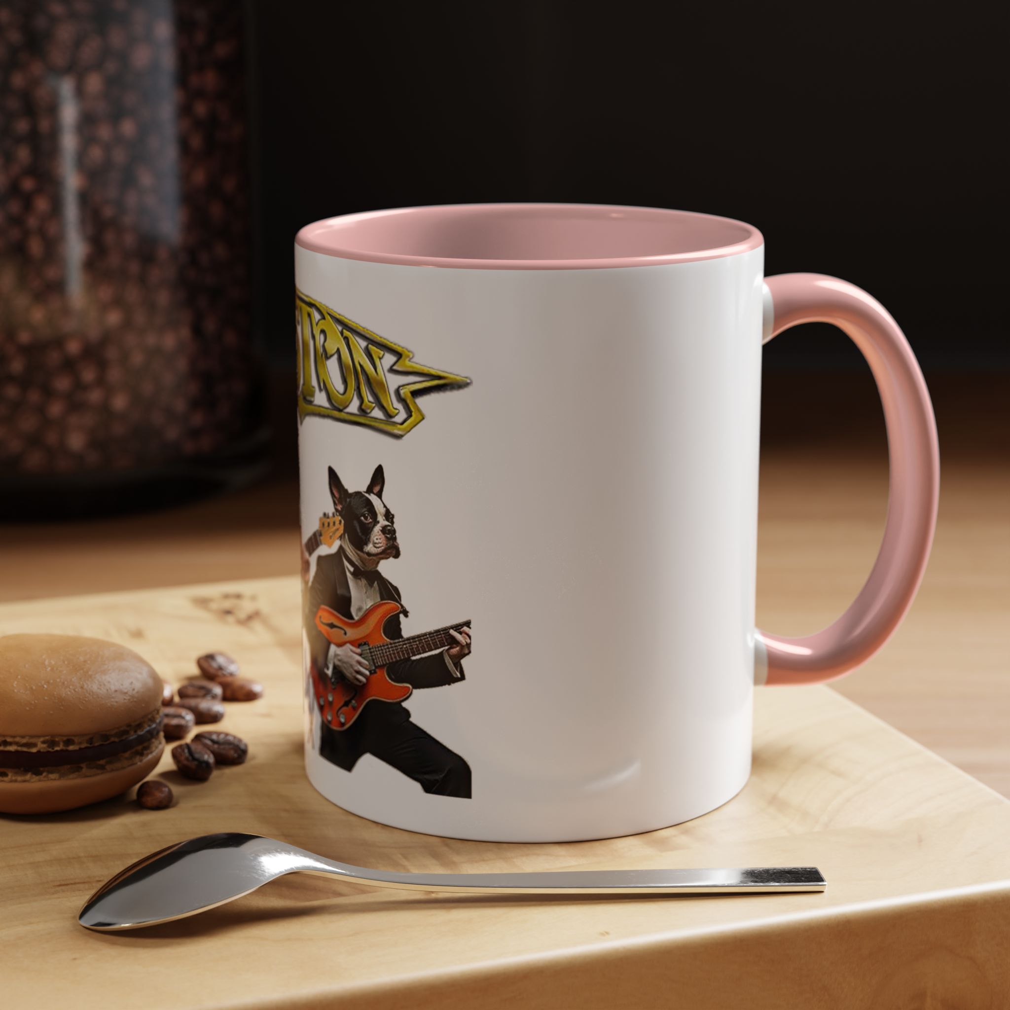 Boston Band Dogs Accent Coffee Mug – Guitarist Boston Terrier Rock Music Gift - (White) - Image 9