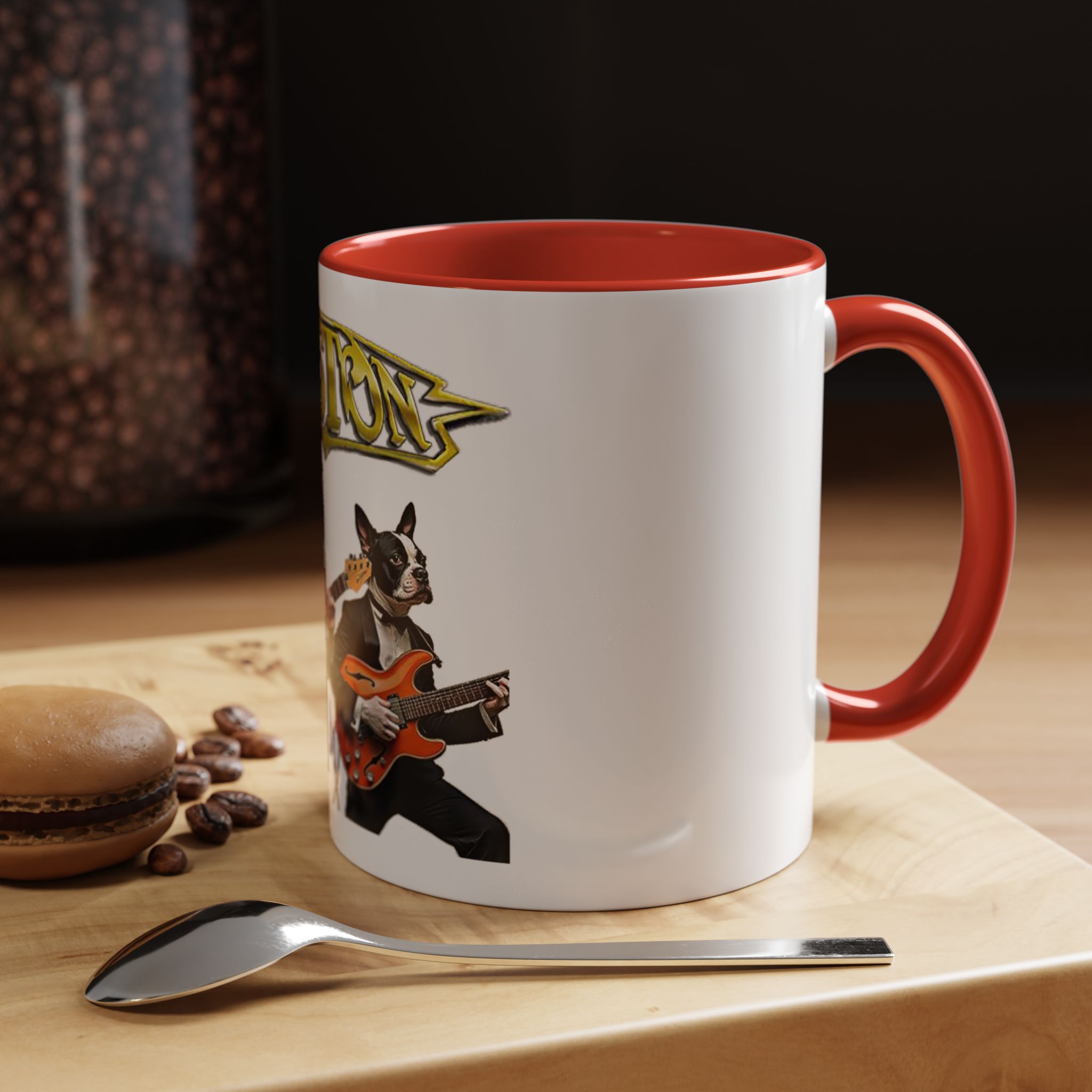 Boston Band Dogs Accent Coffee Mug – Guitarist Boston Terrier Rock Music Gift - (White) - Image 14