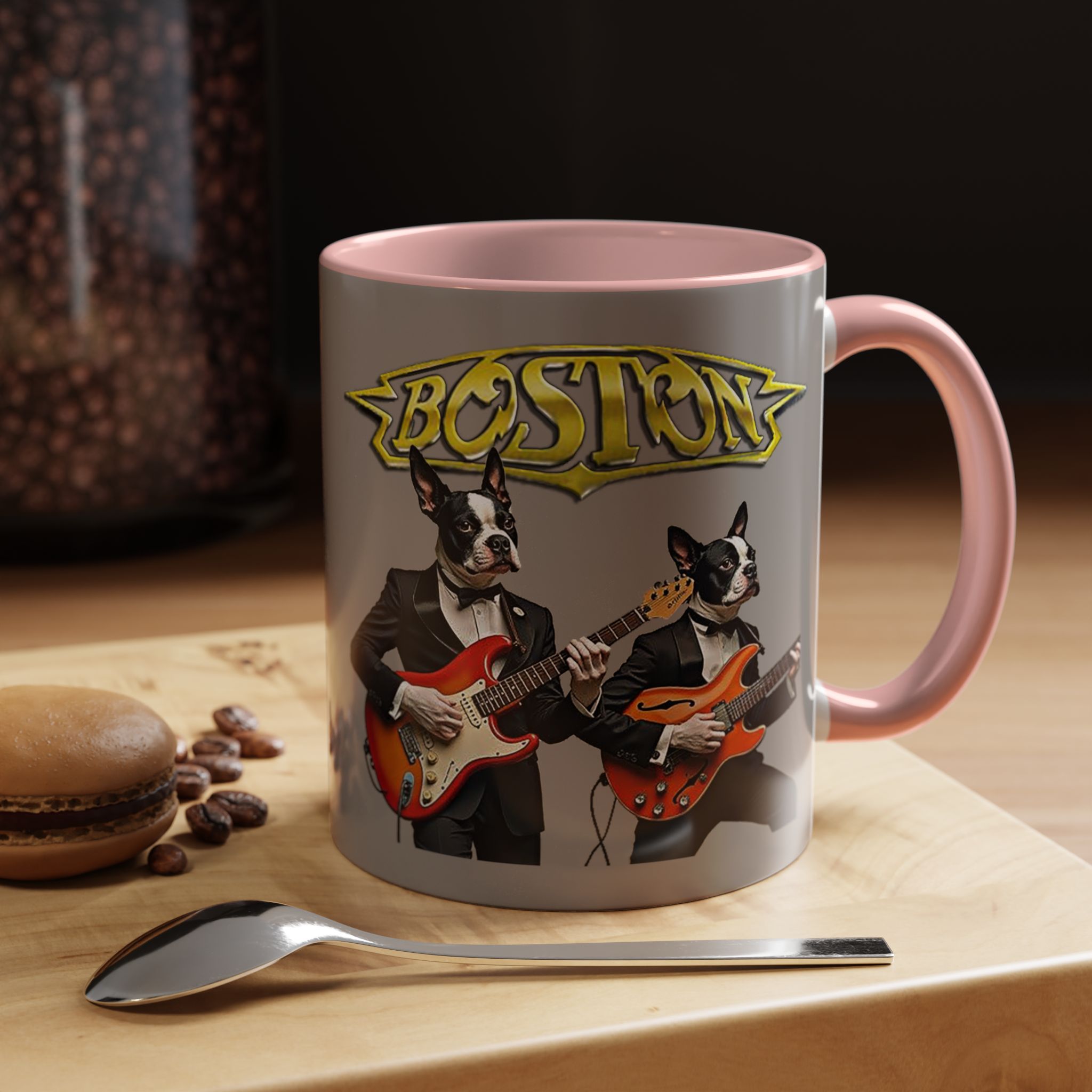 Boston Rock Dogs Accent Mug — Coffee Cup for Music and Dog Lovers - (Gray) - Image 6