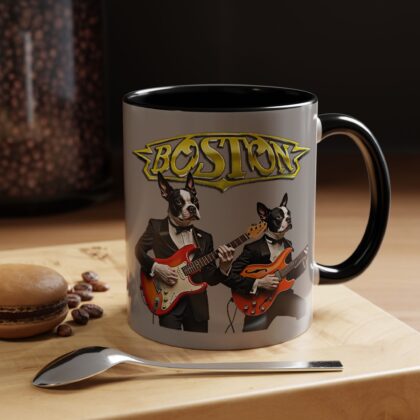 Boston Rock Dogs Accent Mug — Coffee Cup for Music and Dog Lovers - (Gray)