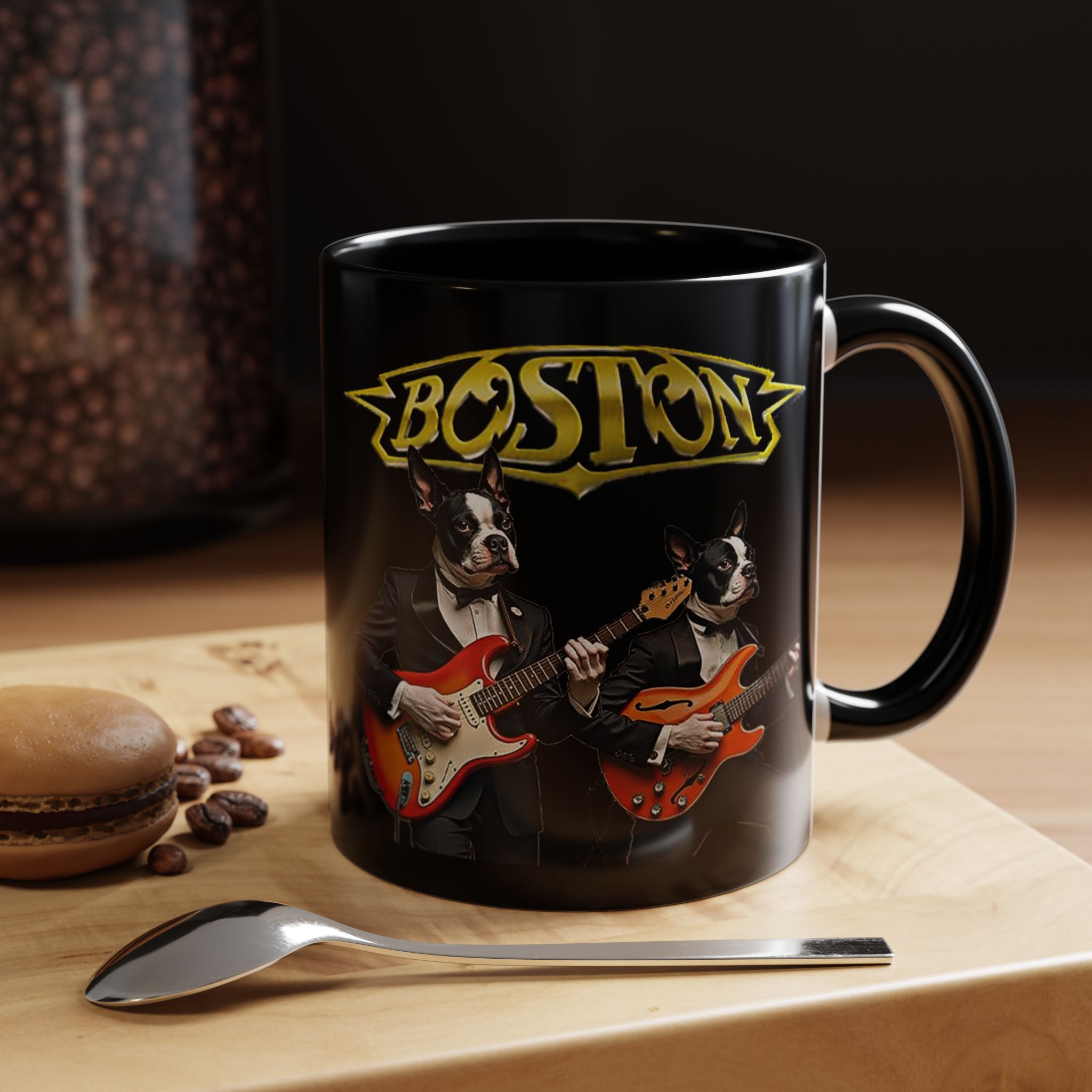Boston Rock Dogs Accent Mug — Coffee Cup for Music and Dog Lovers - (Black) - Image 6