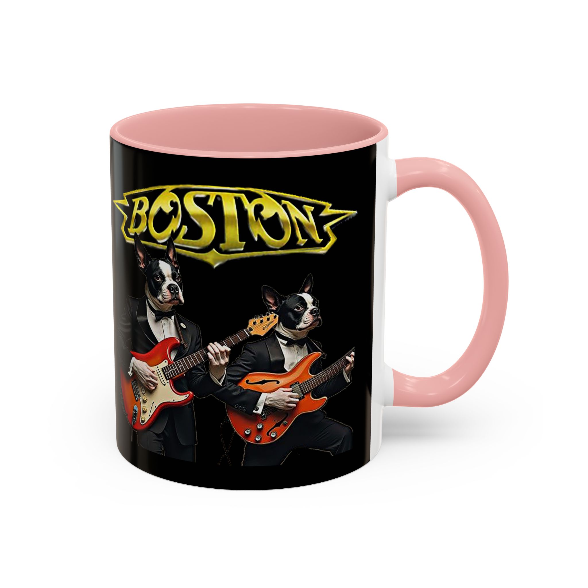 Boston Rock Dogs Accent Mug — Coffee Cup for Music Lovers (Black/Pink) - Image 3