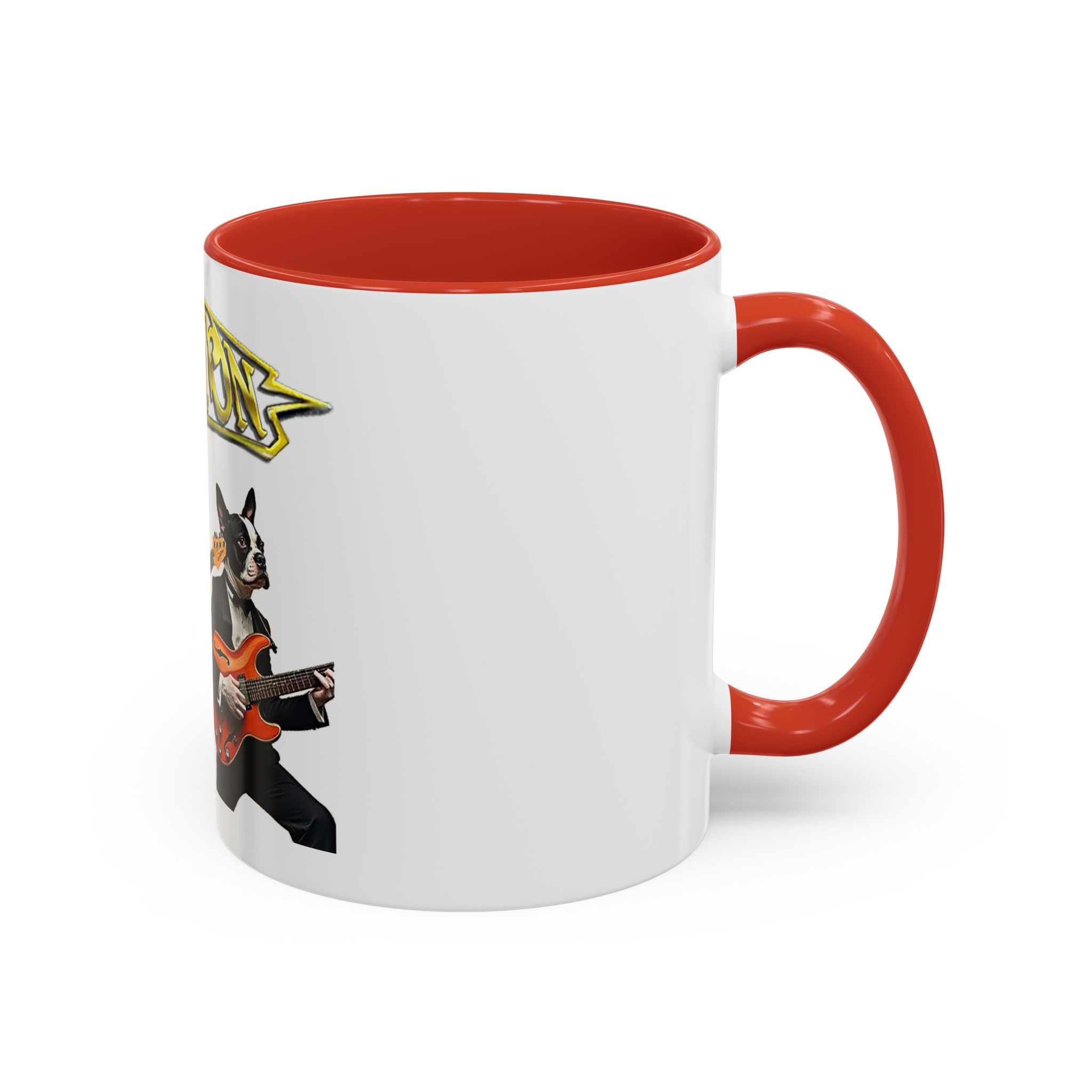 Boston Band Dogs Accent Coffee Mug – Guitarist Boston Terrier Rock Music Gift - (White) - Image 12