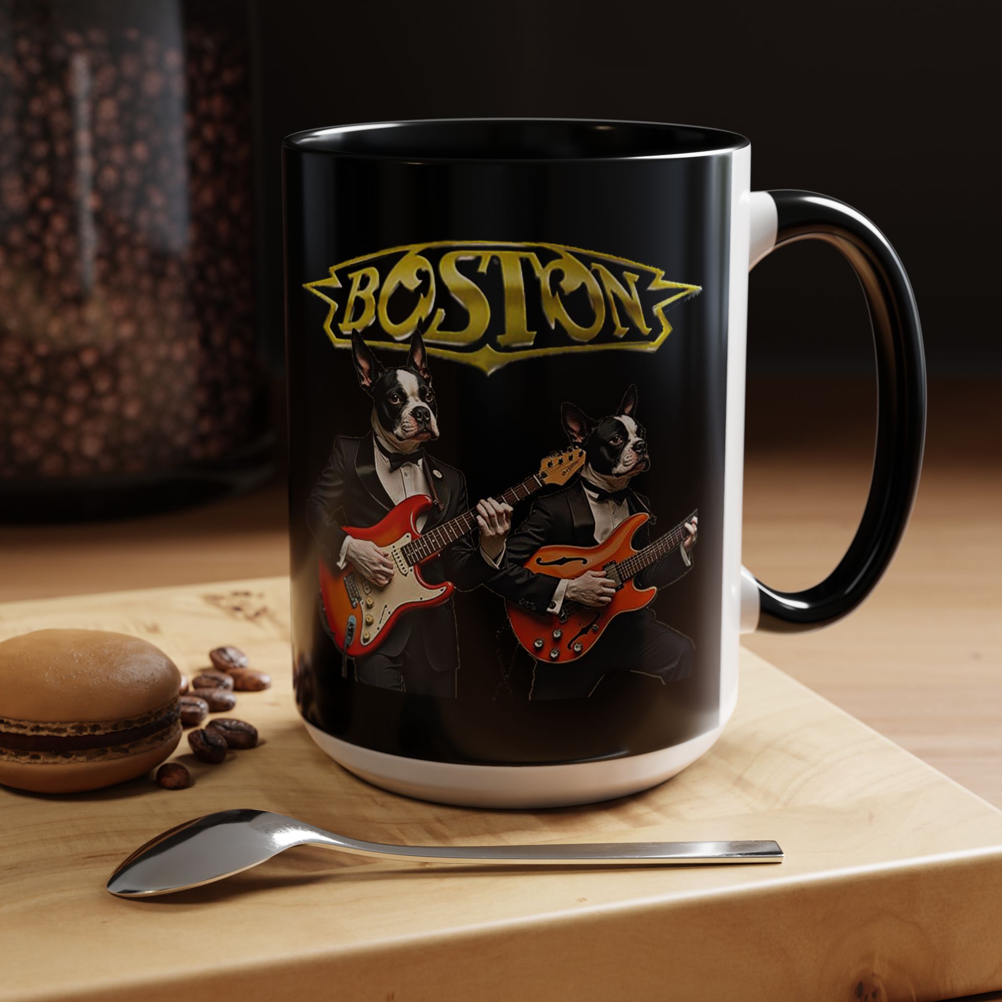 Boston Rock Dogs Accent Mug — Coffee Cup for Music and Dog Lovers - (Black) - Image 20