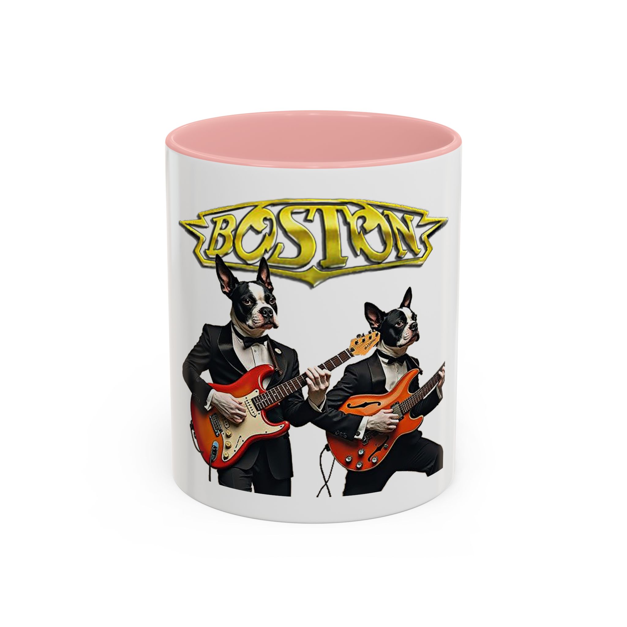 Boston Band Dogs Accent Coffee Mug – Guitarist Boston Terrier Rock Music Gift - (White) - Image 6