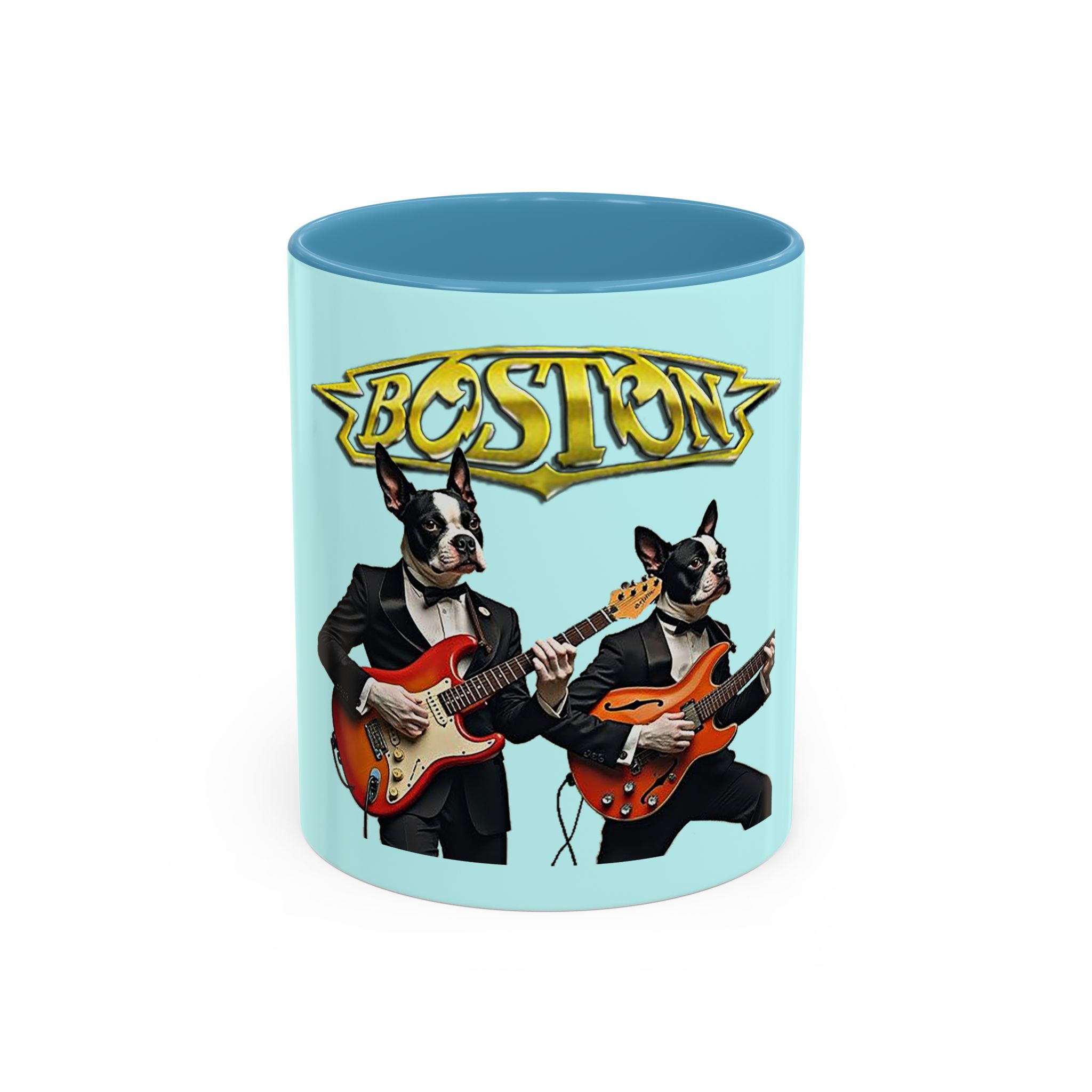 Boston Band Dogs Accent Mug – Boston Terrier Rock Music Gift for Music Lovers - (Light Blue) - Image 14
