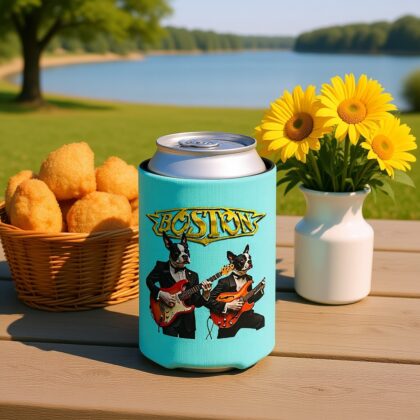 Boston Rock Dogs Can Cooler – Retro Rock Guitar Can Koozie - Turquoise