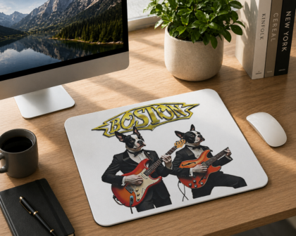 Boston Rock Dogs Mouse Pad (Rectangle) - Light Gray