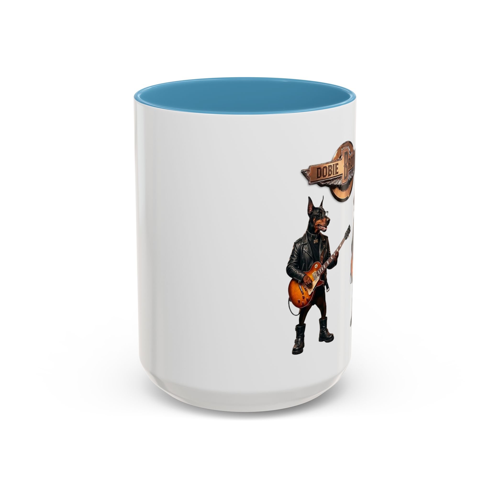 Dobie Rock Dogs Acccent Mug — Dobermann Pinscher Coffee Cup for Music and Dog Lovers - (Red) - Image 38