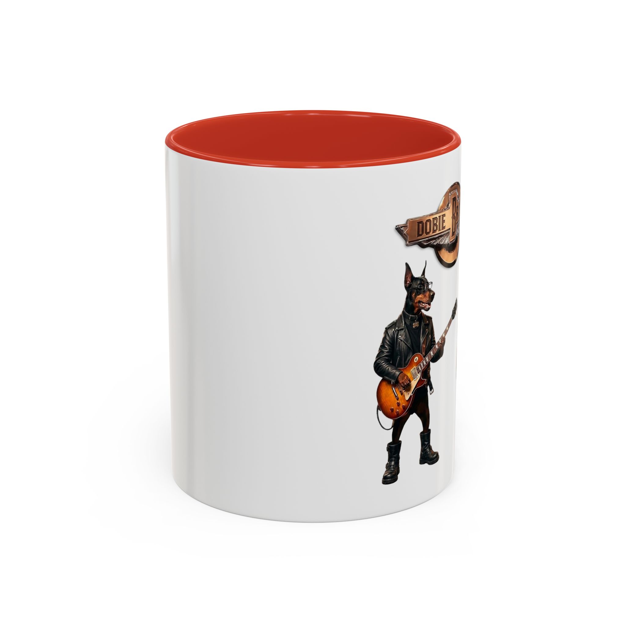 Dobie Rock Dogs Acccent Mug — Dobermann Pinscher Coffee Cup for Music and Dog Lovers - (Red) - Image 11