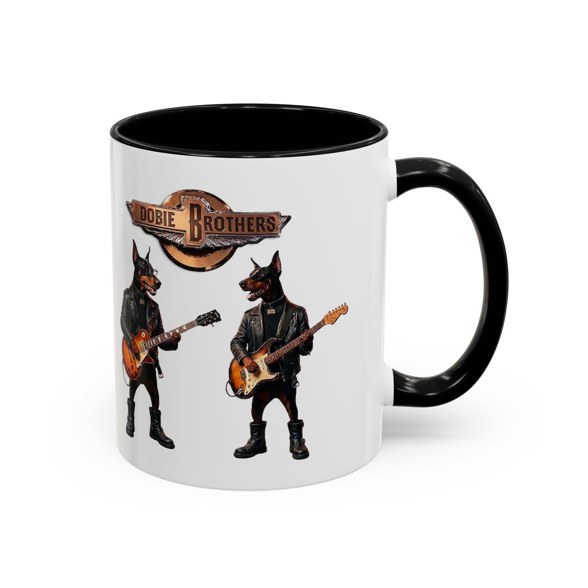 Dobie Rock Dogs Acccent Mug — Dobermann Pinscher Coffee Cup for Music and Dog Lovers - (Red) - Image 5
