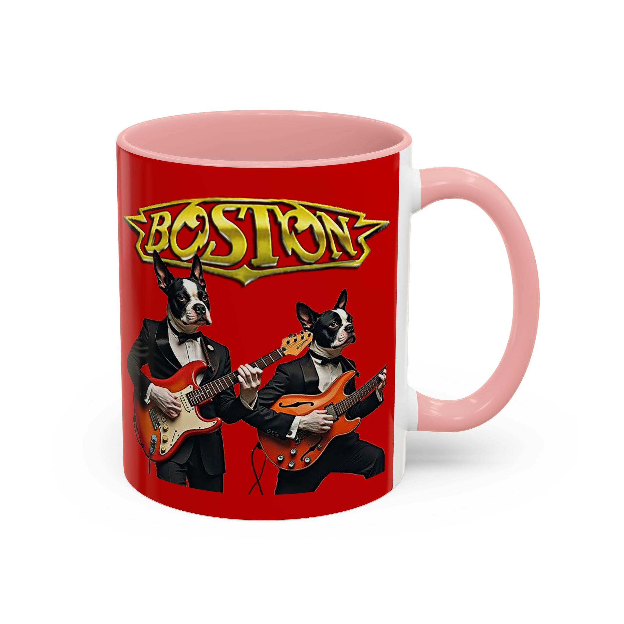 Boston Rock Dogs Acccent Mug — Coffee Cup for Music and Dog Lovers - (Red) - Image 5