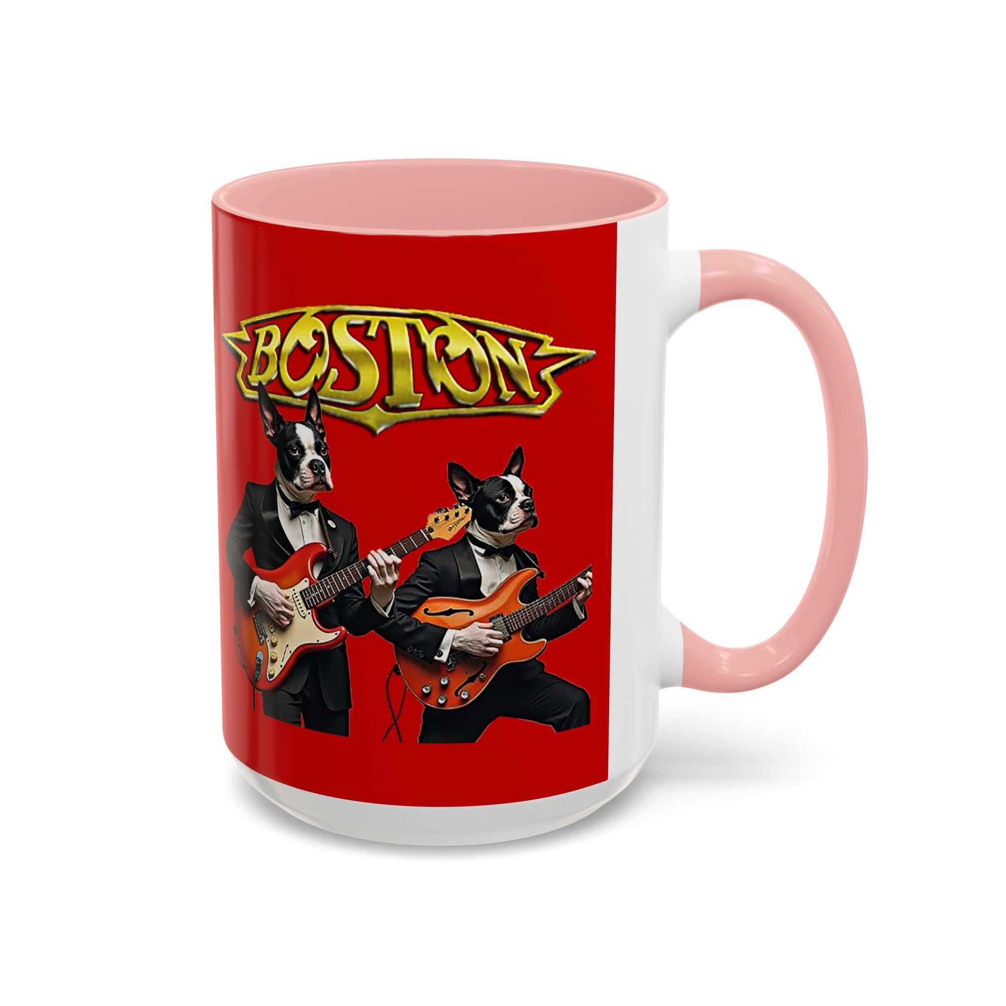 Boston Rock Dogs Acccent Mug — Coffee Cup for Music and Dog Lovers - (Red) - Image 22