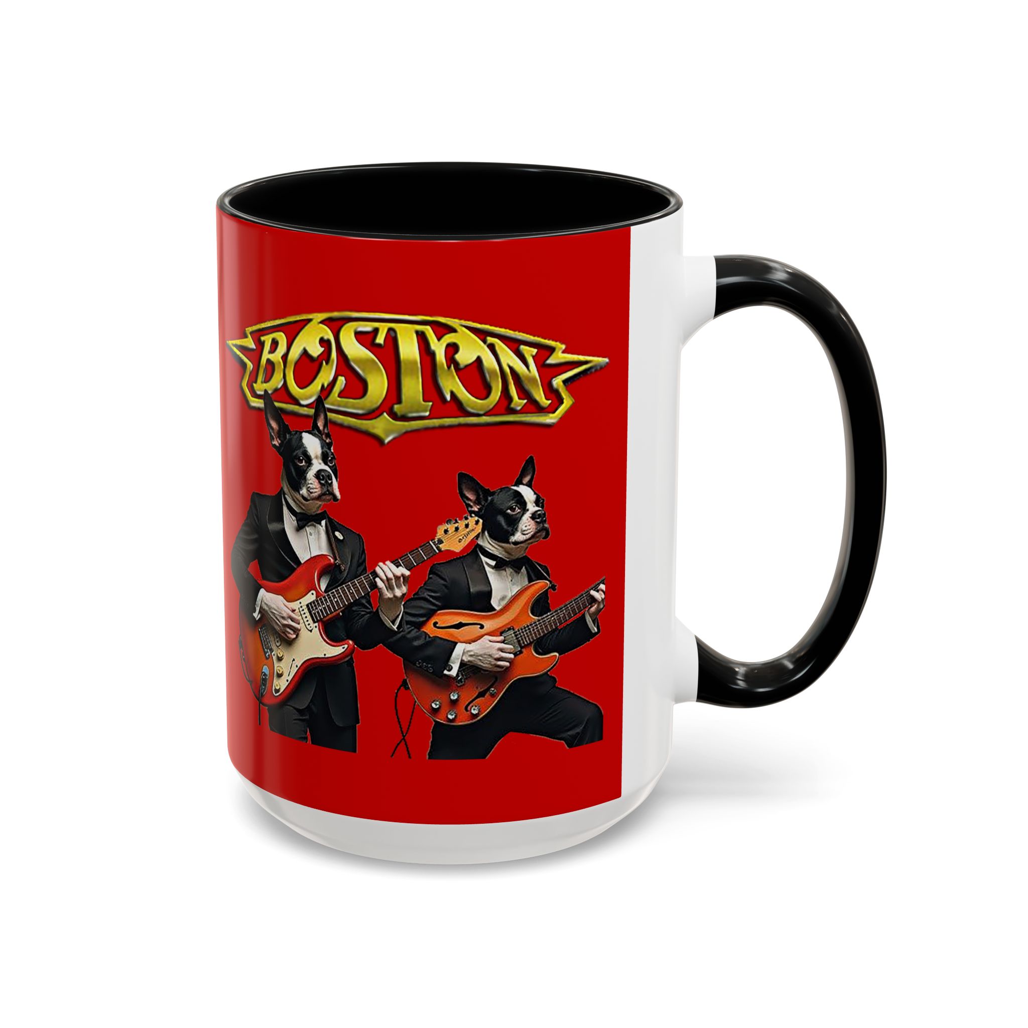 Boston Rock Dogs Acccent Mug — Coffee Cup for Music and Dog Lovers - (Red) - Image 17