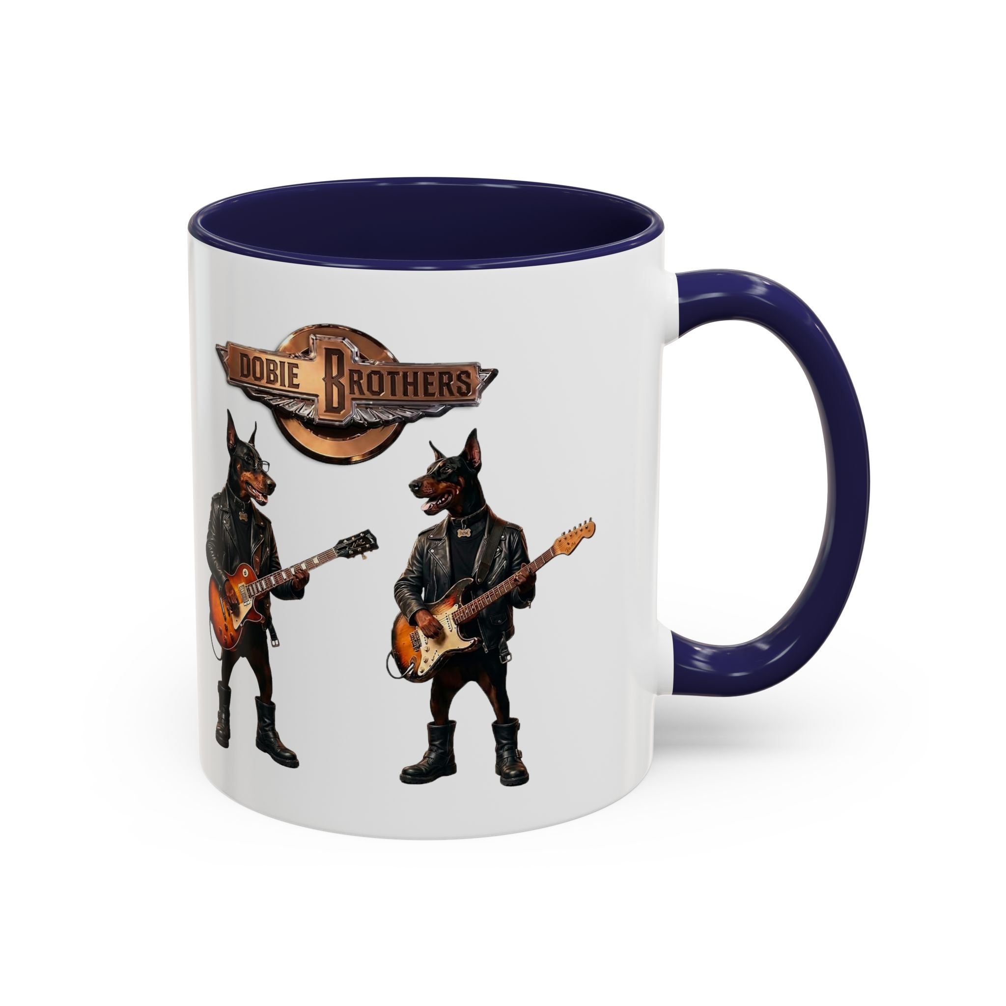 Dobie Rock Dogs Acccent Mug — Dobermann Pinscher Coffee Cup for Music and Dog Lovers - (Red) - Image 27