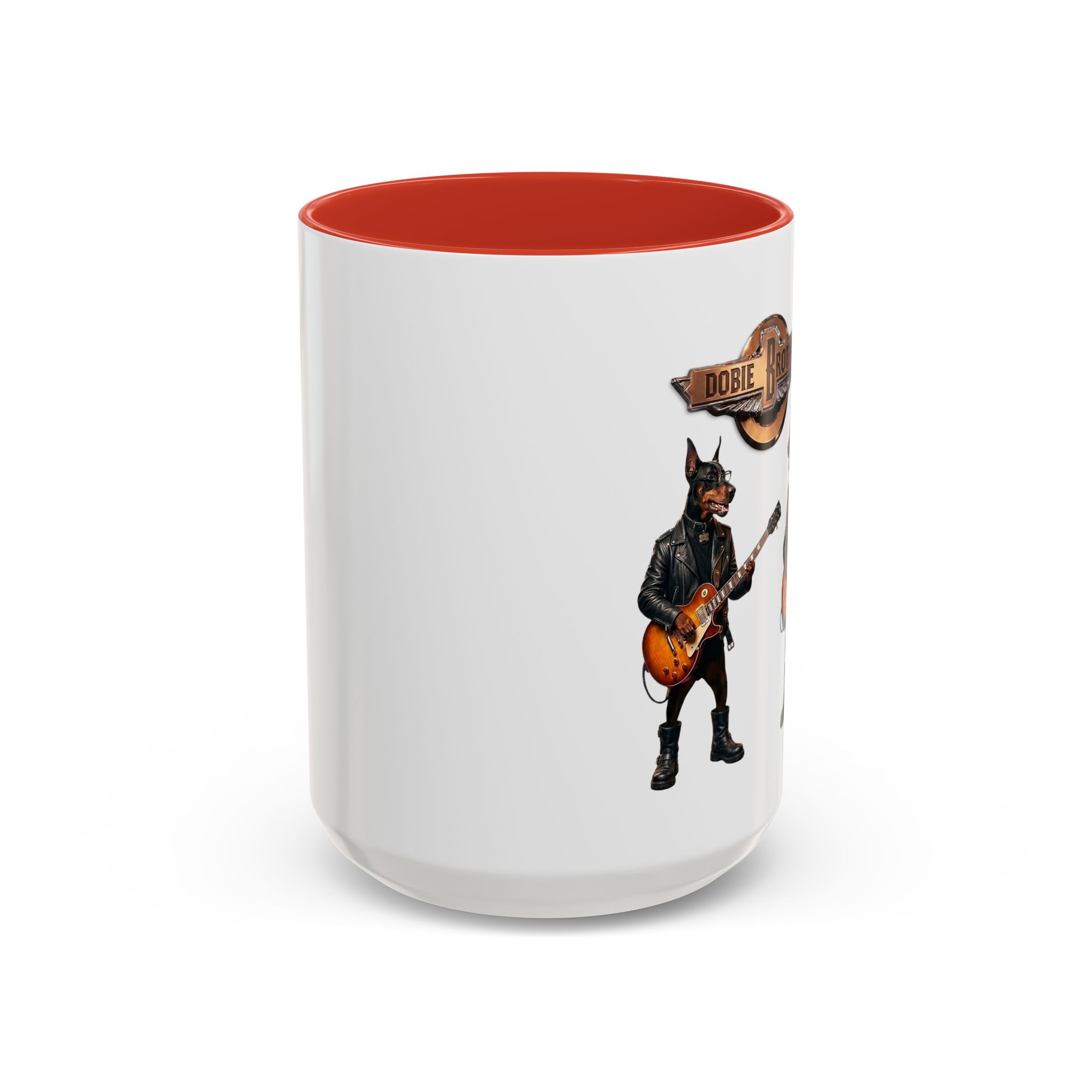 Dobie Rock Dogs Acccent Mug — Dobermann Pinscher Coffee Cup for Music and Dog Lovers - (Red) - Image 34