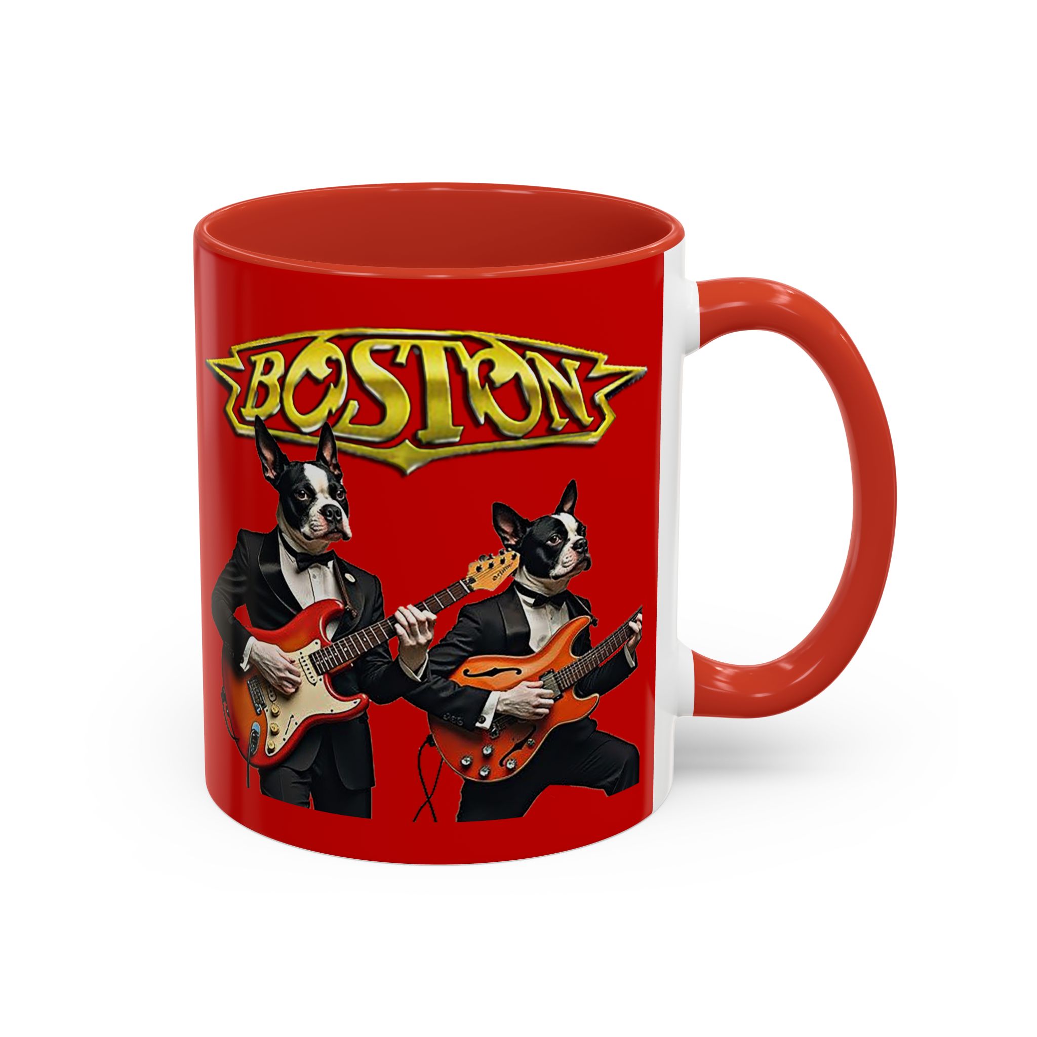 Boston Rock Dogs Acccent Mug — Coffee Cup for Music and Dog Lovers - (Red) - Image 15